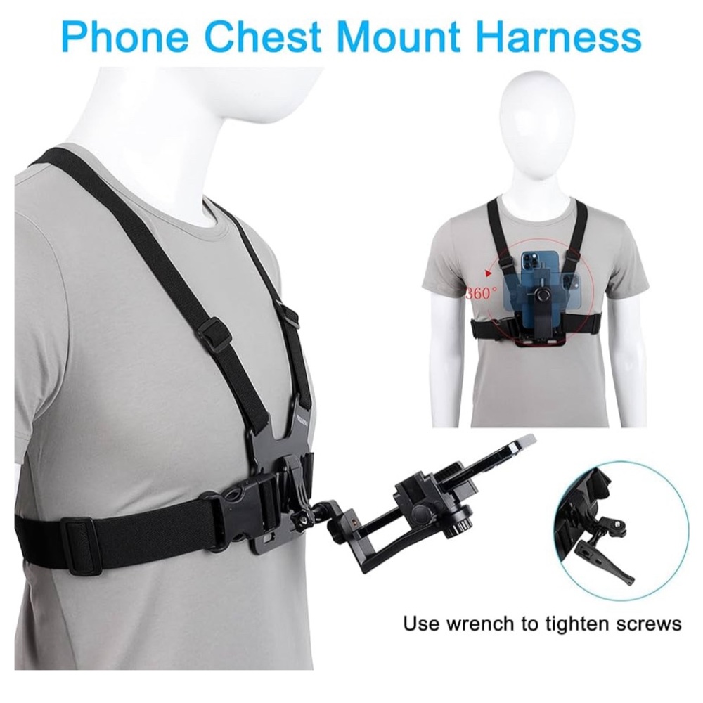 Universal Black Phone Chest Mount Harness